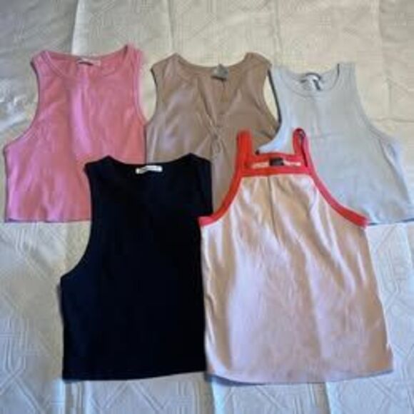 bundle lot of 5 ribbed tank tops women's small - Picture 1 of 10